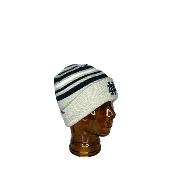 Top Of The World Adult O/S Notre Dame Fighting Irish Gray Navy Stripe Beanie Hat - Picture 4 of 6